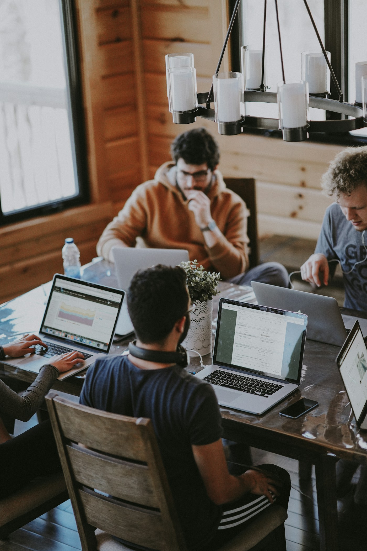 A small team collaborating around a table